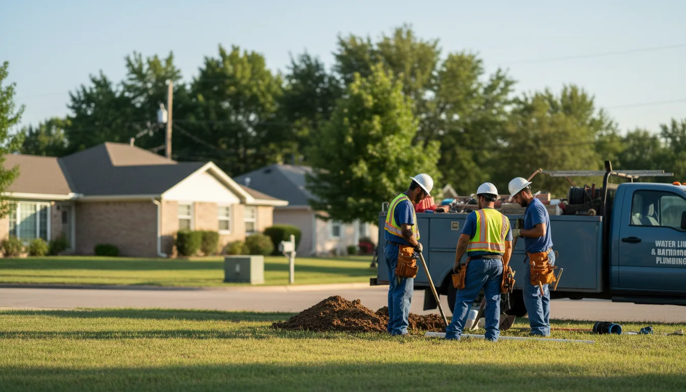 Residential water line and bathroom plumbing service in Avant, OK